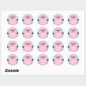 Baby shower Blauw Varkens Ronde Sticker (Vel)