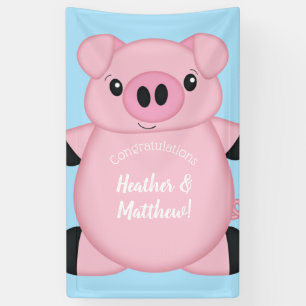 Baby shower Blauw Varkens Spandoek