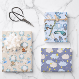 Baby shower blauw waterverf inpakpapier