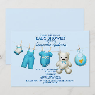 Baby shower Blauwe Boys Prachtige Elegant Kaart