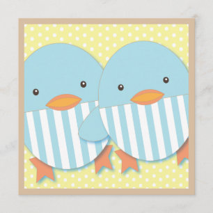 Baby shower Blauwe Ducky Twin Boys Kaart