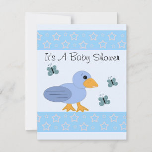 Baby Shower Blauwe Eend En Vlinder Kaart