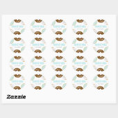 Baby shower Blauwe en chocolade Donuts Hartelijk d Ronde Sticker (Vel)