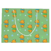 Baby shower Blauwe en groene Teddy Bear Stars Groot Cadeauzakje (Achterkant)