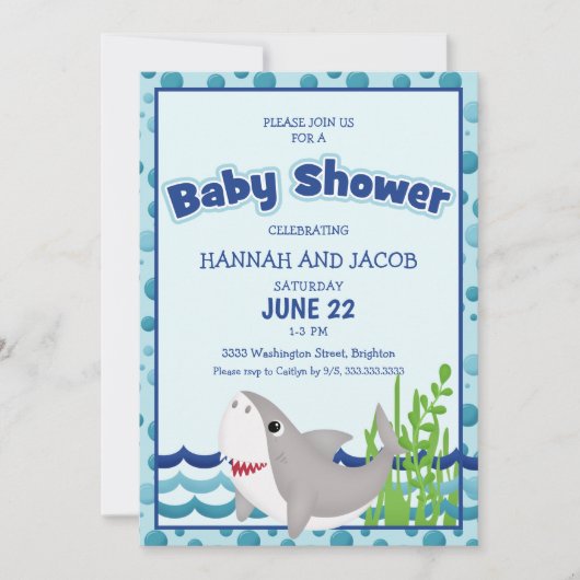 Baby shower Blauwe haai Kaart (Voorkant)
