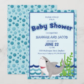 Baby shower Blauwe haai Kaart (Voorkant / Achterkant)