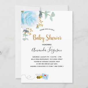 Baby shower blauwe hommel florale grienerboy kaart