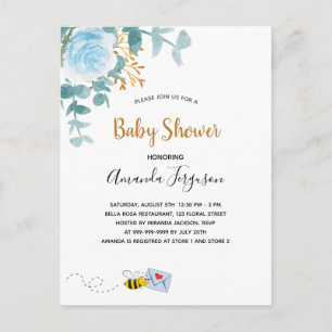 Baby shower blauwe jongen floral greenery mam om t briefkaart