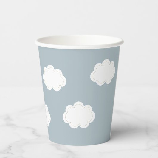 Baby shower Blauwe Jongen omhoog en weg Papieren Bekers (Achterkant)