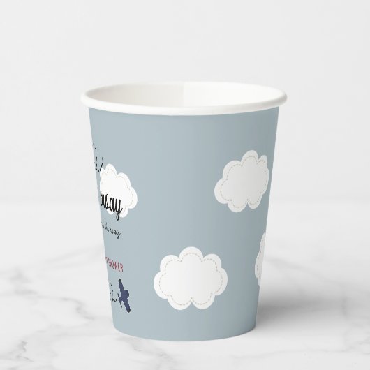 Baby shower Blauwe Jongen omhoog en weg Papieren Bekers (Links)