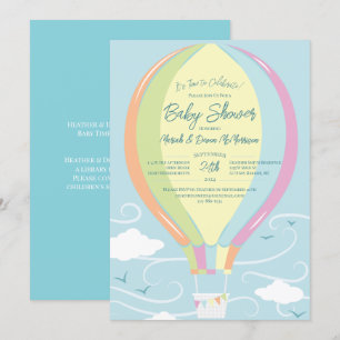 Baby shower Blauwe luchtballon Kaart