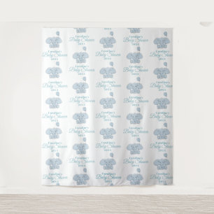 Baby Shower Blauwe Olifant Stap en Herhaal Wandkleed