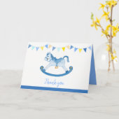 Baby shower blauwe paardenracekunst kaart (Gele Bloem)
