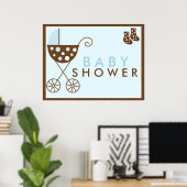 Baby shower Blauwe rol Poster (Thuiskantoor)