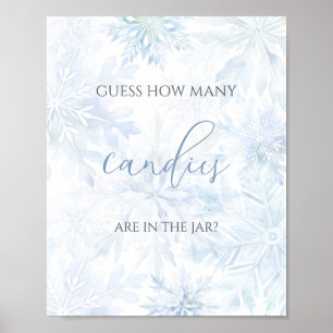 Baby Shower Blauwe Sneeuwvlok Raad Hoeveel Snoepje Poster