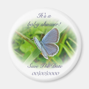 baby shower blauwe vlinder sparen de Datum Magnet Magneet