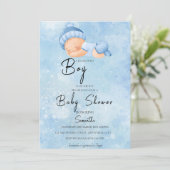 Baby shower Blauwe Waterverf Kaart (Staand voorkant)