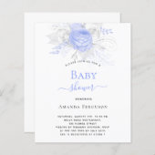 Baby shower blauwe zilverwitte flora (Voorkant / Achterkant)