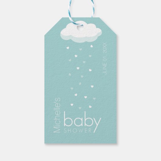Baby shower (Blauwgroen) Dank u Cadeaulabel (Achterkant)