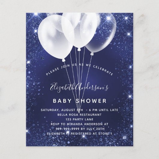 Baby shower - blauwhelm - begrotingsuitnodiging flyer (Voorkant)