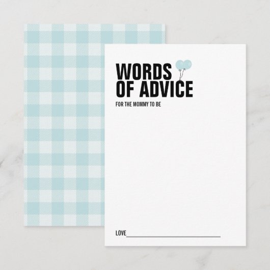 Baby shower Bleu à bulle Carte de conseil maman (Devant / Derrière)