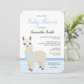 Baby shower bleu Alpaca Invitation (Debout devant)