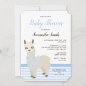Baby shower bleu Alpaca Invitation (Devant)
