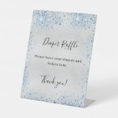 Baby shower bleu argenté signe de tombola (Recto)