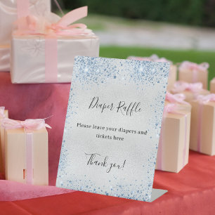 Baby shower bleu argenté signe de tombola