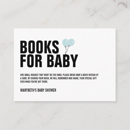 Baby shower Bleu Balloon Apportez Une Carte De Dem (Devant)