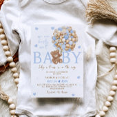 Baby shower Bleu Bear Balloon Invitation