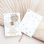 Baby shower Bleu Bear Balloon Invitation