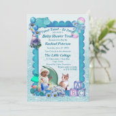 Baby shower bleu bleu turquoise Invitation (Debout devant)