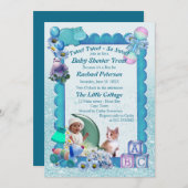 Baby shower bleu bleu turquoise Invitation (Devant / Derrière)