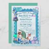 Baby shower bleu bleu turquoise Invitation (Devant / Derrière)