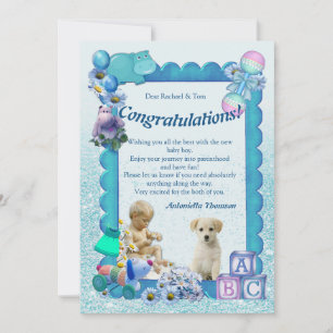 Baby shower bleu bleu turquoise Invitation