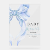 Baby shower Bleu Bow Invitation, Baby shower garço (Recto)