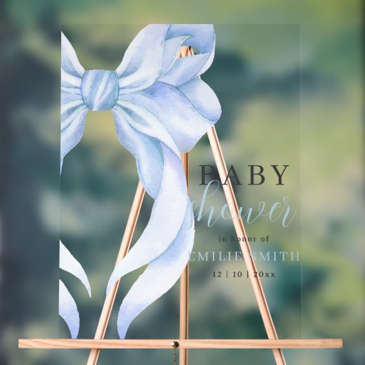 Baby shower Bleu Bow Invitation, Baby shower garço (Neutre)