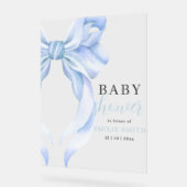 Baby shower Bleu Bow Invitation, Baby shower garço (Angle)