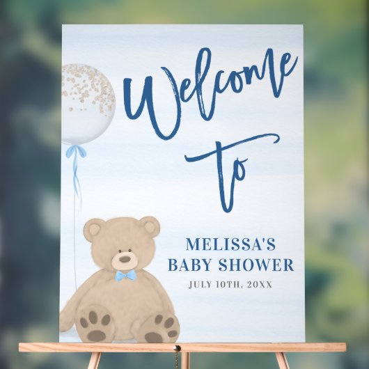 Baby shower Bleu Boy Teddy Bear Bienvenue (Neutre)