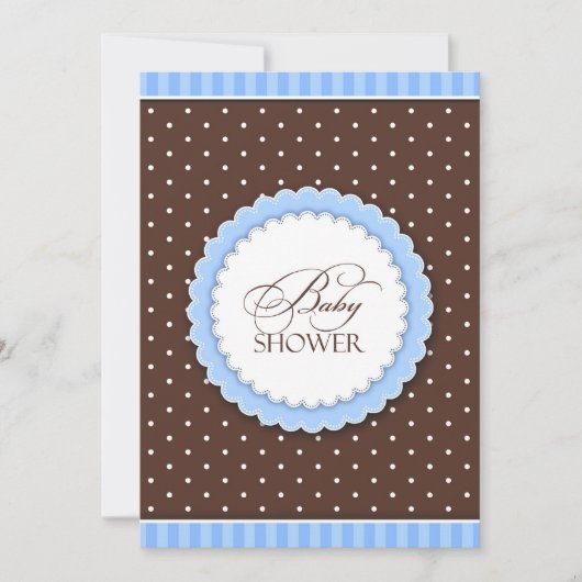 Baby shower Bleu Brown Plat Invitation (Devant)
