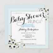 Baby shower bleu Brunch Invitation (Devant / Derrière)