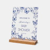 Baby shower Bleu Chinoiserie Papillon Invitation (Angle)