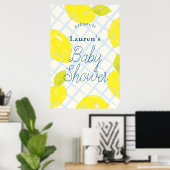 Baby shower bleu citron peint à la main Affiche de (Bureau à domicile)
