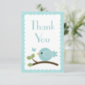 Baby shower bleu de cartes de note de Merci (Debout devant)