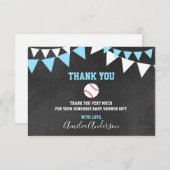 Baby shower bleu de GARÇON de BASE-BALL de MERCI (Devant / Derrière)