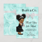 Baby shower bleu de Merci d'aquarelle (Devant / Derrière)