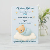Baby shower bleu doux Invitation garçon (Debout devant)