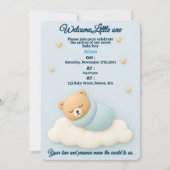 Baby shower bleu doux Invitation garçon (Devant)