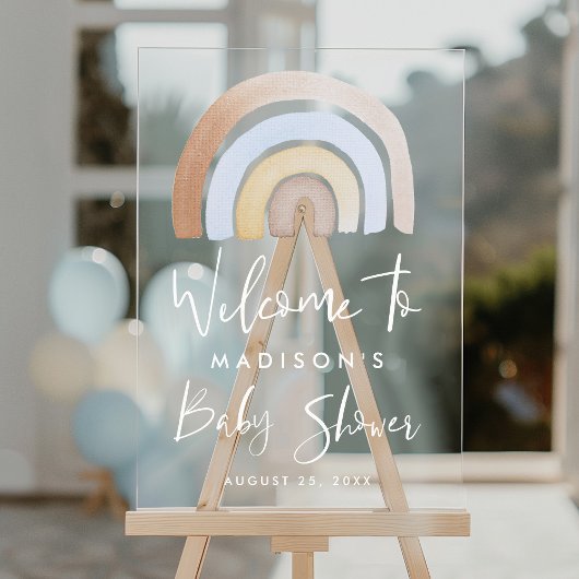 Baby shower bleu et arc-en-ciel Brown Accueil
